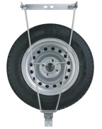Support de roue de secours sous châssis en acier galvanisé compatible roues 8 à 14 pouces