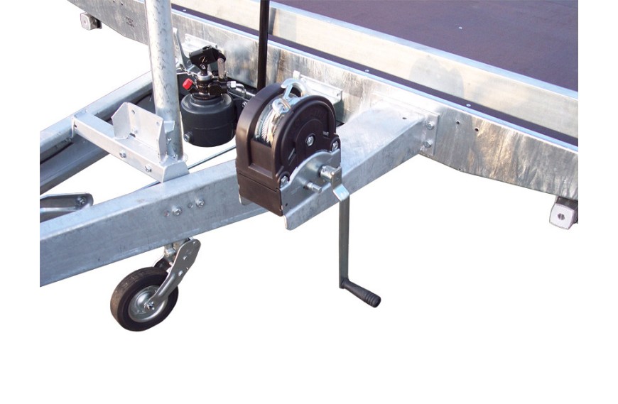 Treuil de halage 1600 kg manuel avec support pour remorque plateau LIDER 4 et 5 mètres﻿