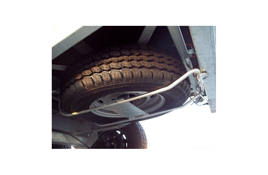 Support de roue de secours sous châssis pour remorque plateau LIDER 4m et 5m, acier galvanisé pour roues 8 à 14 pouces