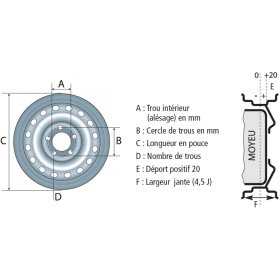 Roue ERKA 350 x 8 3TR 75x95 déport 0