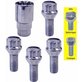 Antivol de Roue Vis M14 Conique (Lot de 4 vis) -RULQUIN
