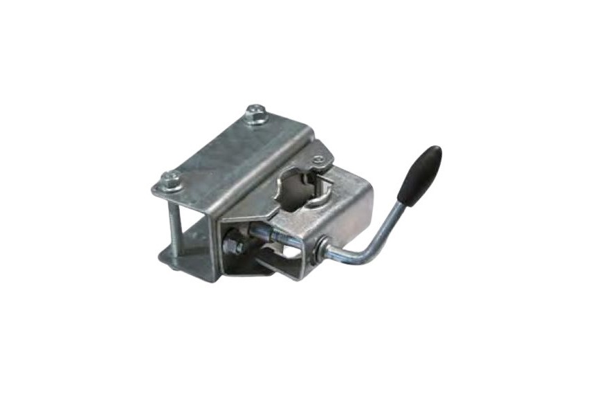 Support avec collier pour roue jockey Ø35 mm compatible timon carré 50x50 mm