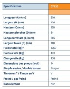 Remorque Fourgon Saris DV135,  PTAC de 1350kg