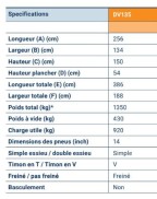 Remorque Fourgon Saris DV135,  PTAC de 1350kg