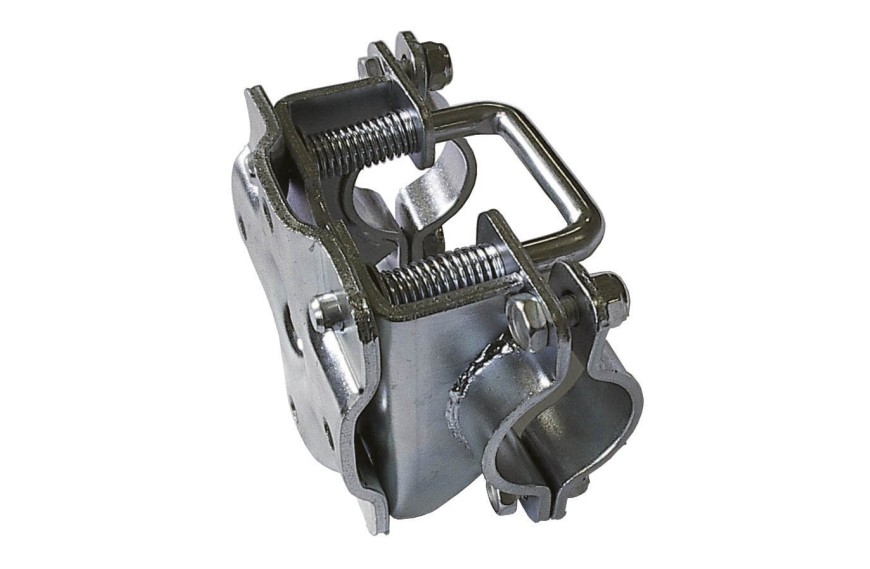 Collier de roue jockey basculant Ø48 mm galvanisé avec pivot 90° pour remorque