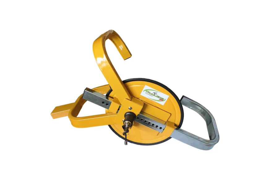 Sabot de roue antivol Ø59-75 cm pour voiture, remorque ou caravane avec serrure sécurisée et 2 clés