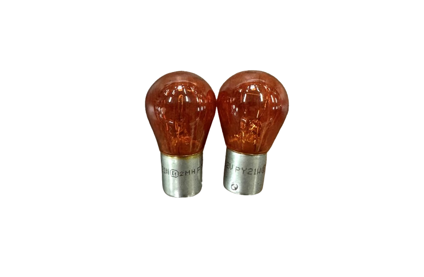 Lot de 2 ampoules rondes ambrées 12V 21W