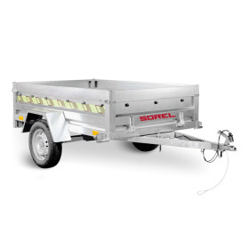 Remorque Rustique PTAC 500 kg R170 Sorel avec ridelles démontables et plancher bois antidérapant
