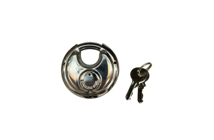 Cadenas antivol inox Ø70 mm compatible boîtier universel avec 2 clés