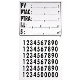 Plaque de tare adhésive pour remorque avec chiffres repositionnables