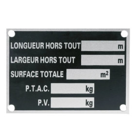 Plaque de tare vierge en aluminium à frapper et riveter pour remorque