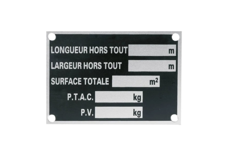 Plaque de tare vierge en aluminium à frapper et riveter pour remorque