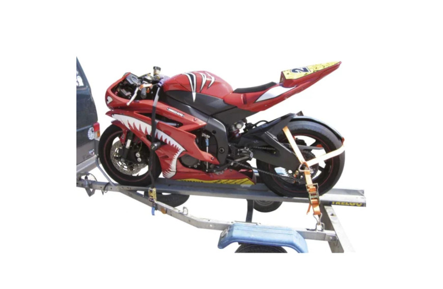 Sangle moto à cliquet et guidon 3,15 m x 25 mm – 1300 kg avec manchon et crochets