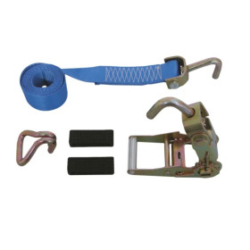 Sangle à cliquet 2 parties 2 m x 50 mm – 3500 kg pour porte-voitures avec crochets renforcés