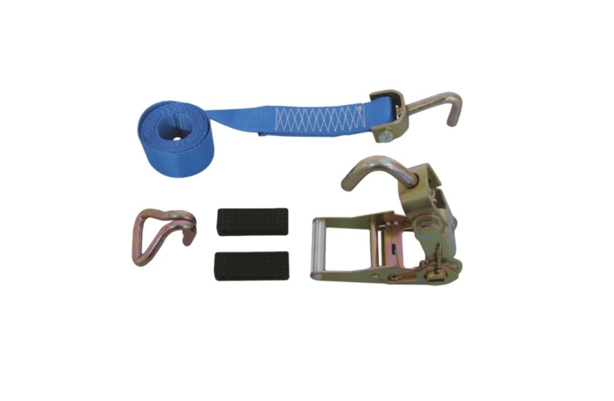 Sangle à cliquet 2 parties 2 m x 50 mm – 3500 kg pour porte-voitures avec crochets renforcés