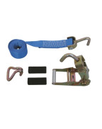 Sangle à cliquet 2 parties 2 m x 50 mm – 3500 kg pour porte-voitures avec crochets renforcés