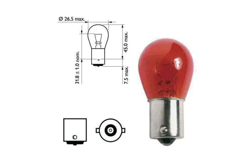 Ampoule ronde ambre 12V 21W (lot de 2)