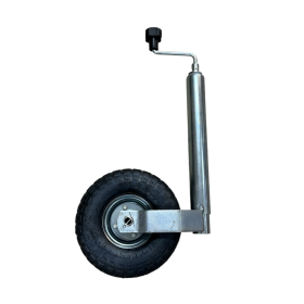 Roue jockey gonflable Ø48 mm avec jante aluminium – acier galvanisé – charge 136 kg pour remorque et caravane