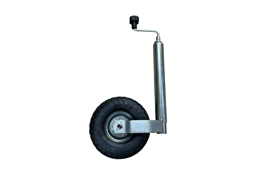 Roue jockey gonflable Ø48 mm avec jante aluminium – acier galvanisé – charge 136 kg pour remorque et caravane