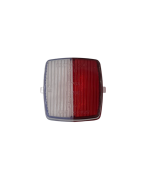 Cabochon bicolore pour feu de gabarit 55 x 55 mm rouge et blanc, fixation 30 mm  et ampoule navette 5W