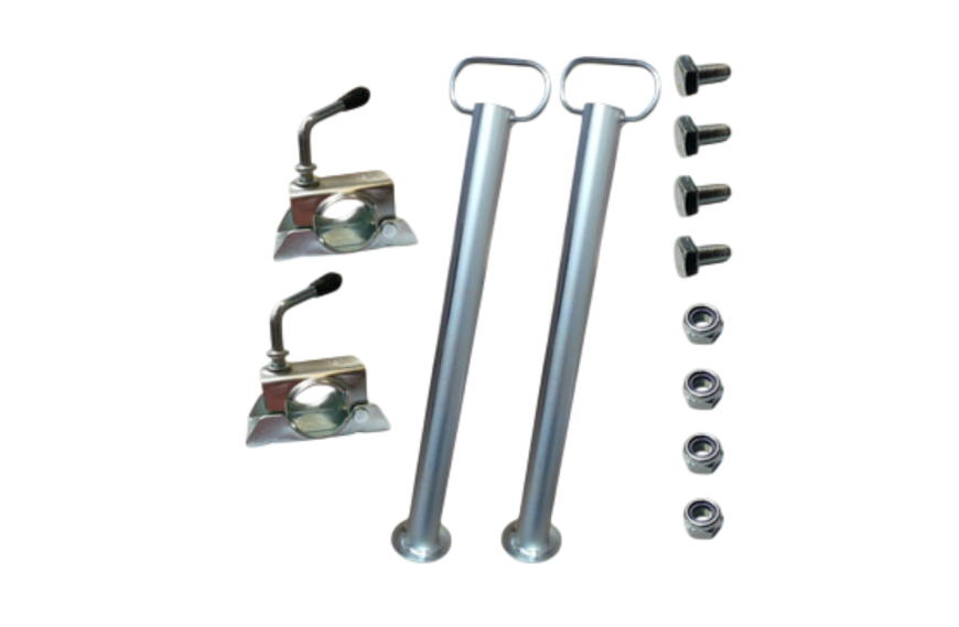 Kit béquilles pour remorque fourgon SARIS avec supports, boulons et écrous inclus