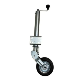 Roue jockey Ø60 mm avec galet en métal pour remorque, charge 250 kg
