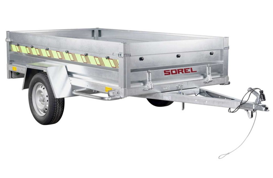 Remorque rustique PTAC 500 kg R250 Sorel avec ridelles démontables et plancher bois antidérapant