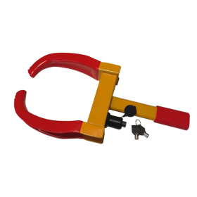 Antivol sabot de roue MASTER pour remorque et caravane avec serrure sécurisée et bouton poussoir