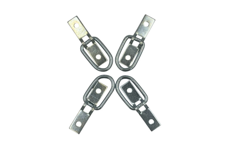 Lot de 4 pontets rabattables en acier zingué pour remorque pour fixation sangles et équipements