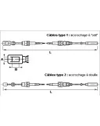 câbles de frein ØM8, gaine de frein 1430 mm, câbles de frein remorque, câble freinage Goliath, système de freinage remorque