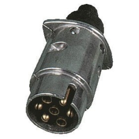 prise fiche mâle 7 broches métal 12V robuste pour remorque et véhicule