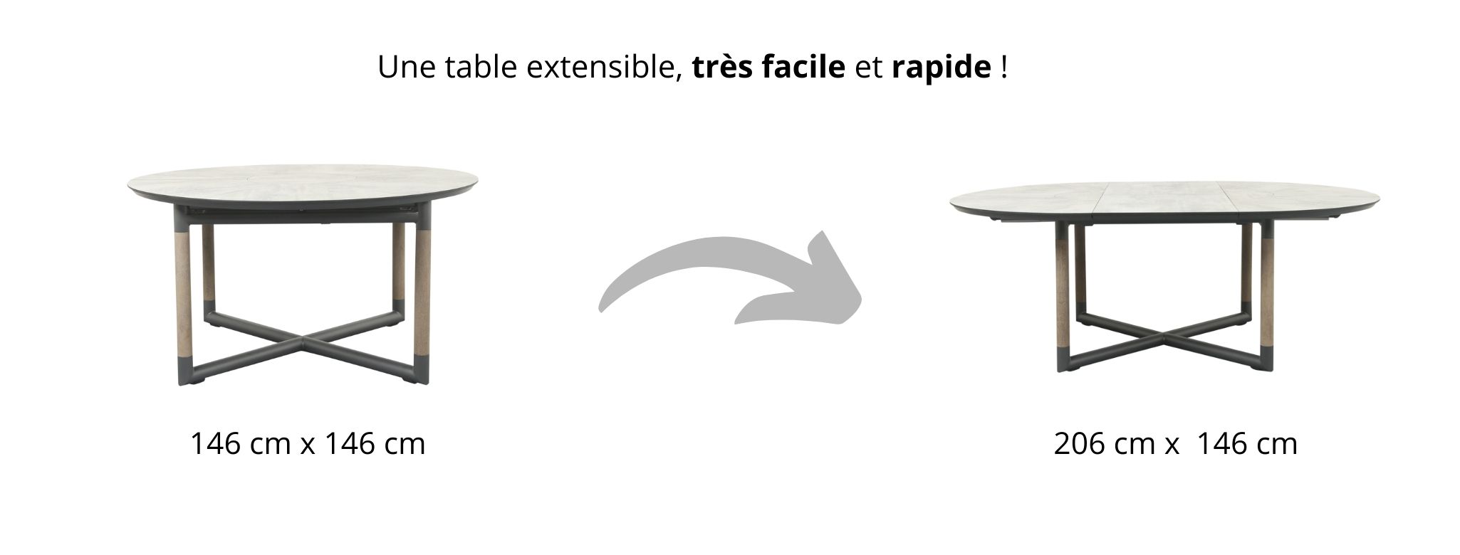 Table ronde extensible BASTINGAGE - Les Jardins du Sud - Vence